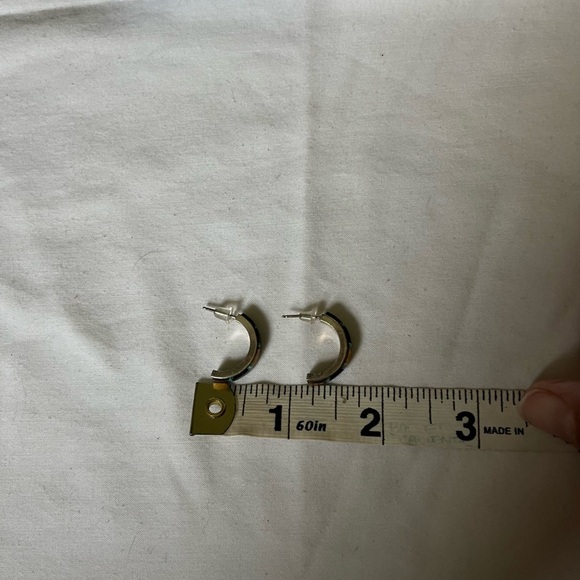 Native American Sterling Tiger Eye Opal Multi Stone Inlaid Half Cuff earrings OS - Picture 9 of 9